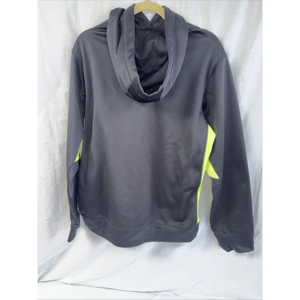 Nike Hoodie Mens Medium Therma Fit Black Neon Green Swoosh Pullover Sweatshirt